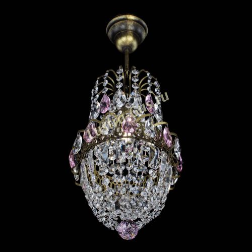 Люстра Астра №1 узкая розовая под бронзу в Симферополе Гусь Хрустальный