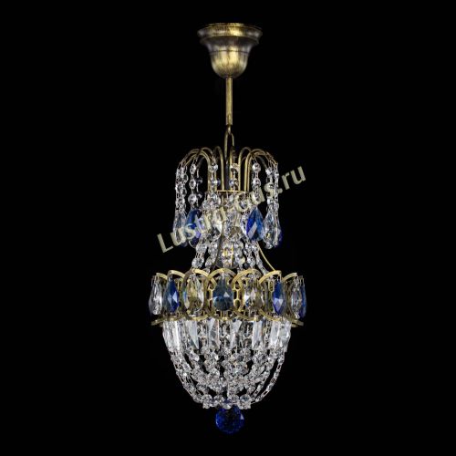 Люстра Астра №1 узкая синяя под бронзу в Симферополе Гусь Хрустальный