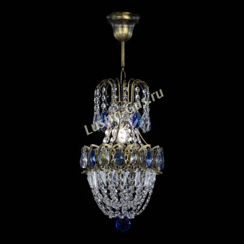 Люстра Астра №1 узкая синяя под бронзу в Симферополе Гусь Хрустальный