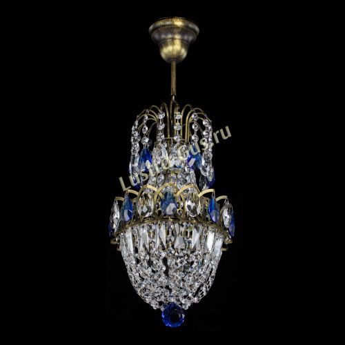 Люстра Астра №1 узкая синяя под бронзу в Симферополе Гусь Хрустальный