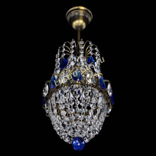 Люстра Астра №1 узкая синяя под бронзу в Симферополе Гусь Хрустальный