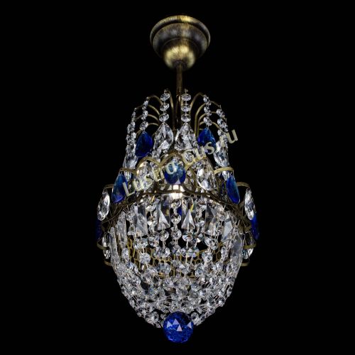 Люстра Астра №1 узкая синяя под бронзу в Симферополе Гусь Хрустальный