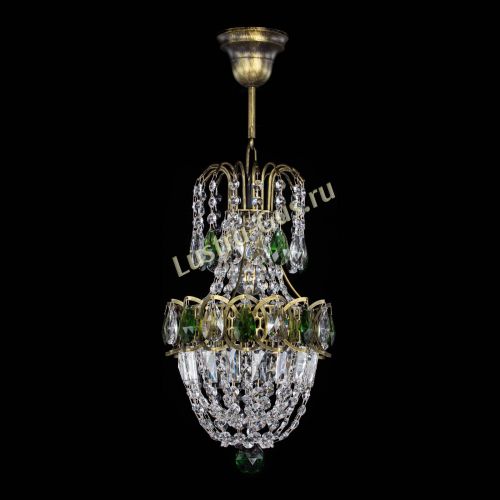 Люстра Астра №1 узкая зеленая под бронзу в Симферополе Гусь Хрустальный