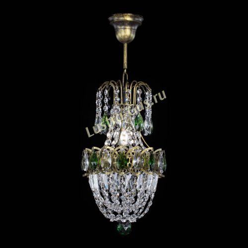 Люстра Астра №1 узкая зеленая под бронзу в Симферополе Гусь Хрустальный