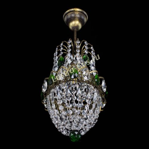 Люстра Астра №1 узкая зеленая под бронзу в Симферополе Гусь Хрустальный