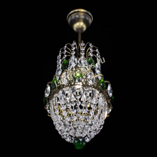 Люстра Астра №1 узкая зеленая под бронзу в Симферополе Гусь Хрустальный