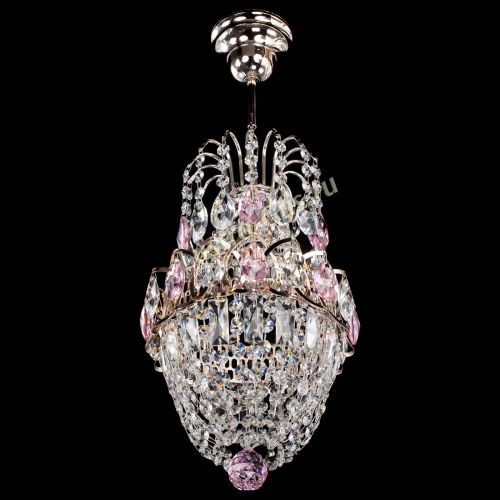 Люстра Астра №1 узкая розовая в Симферополе Гусь Хрустальный