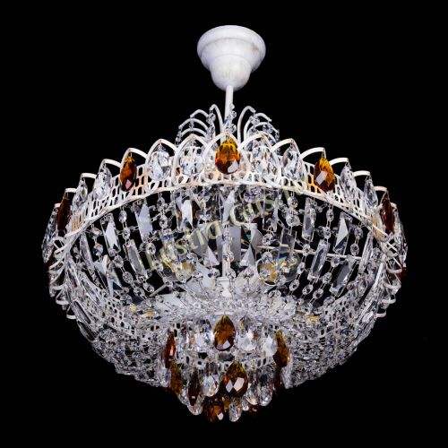 Люстра Астра Белая с подвесом чайная в Симферополе Гусь Хрустальный