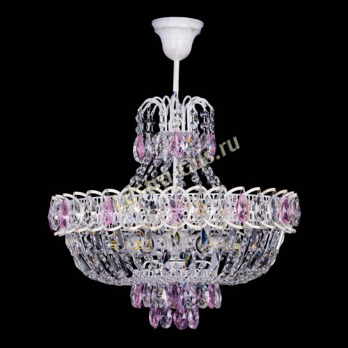 Люстра Астра Белая с подвесом розовая в Симферополе Гусь Хрустальный