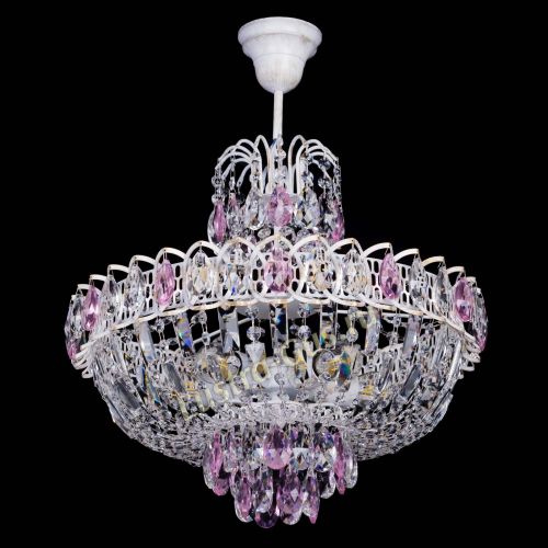 Люстра Астра Белая с подвесом розовая в Симферополе Гусь Хрустальный