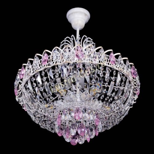 Люстра Астра Белая с подвесом розовая в Симферополе Гусь Хрустальный