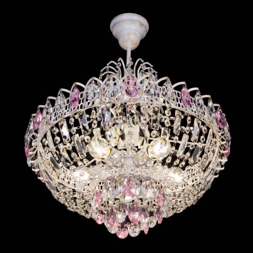 Люстра Астра Белая с подвесом розовая в Симферополе Гусь Хрустальный