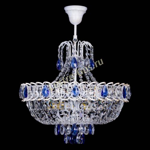 Люстра Астра Белая с подвесом синяя в Симферополе Гусь Хрустальный