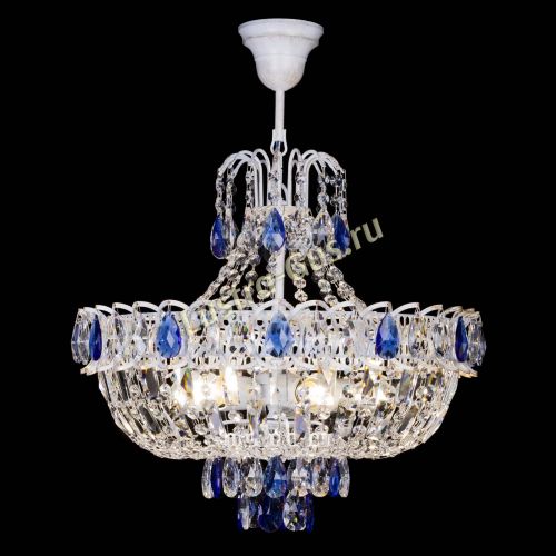 Люстра Астра Белая с подвесом синяя в Симферополе Гусь Хрустальный