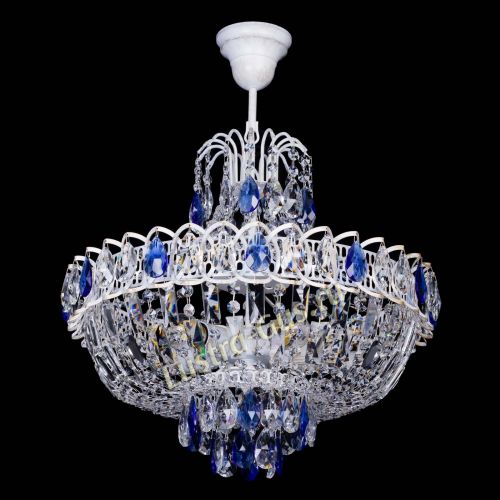 Люстра Астра Белая с подвесом синяя в Симферополе Гусь Хрустальный