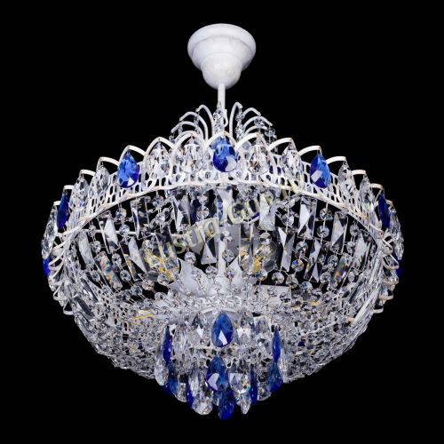 Люстра Астра Белая с подвесом синяя в Симферополе Гусь Хрустальный