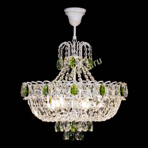 Люстра Астра Белая с подвесом зеленая в Симферополе Гусь Хрустальный