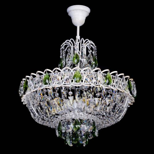Люстра Астра Белая с подвесом зеленая в Симферополе Гусь Хрустальный