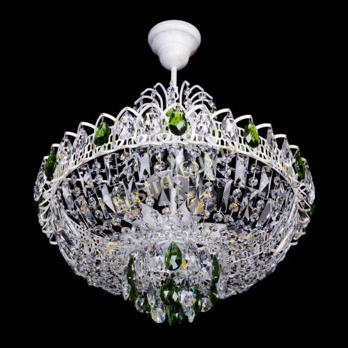 Люстра Астра Белая с подвесом зеленая в Симферополе Гусь Хрустальный