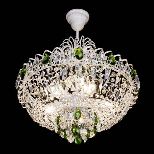 Люстра Астра Белая с подвесом зеленая в Симферополе Гусь Хрустальный