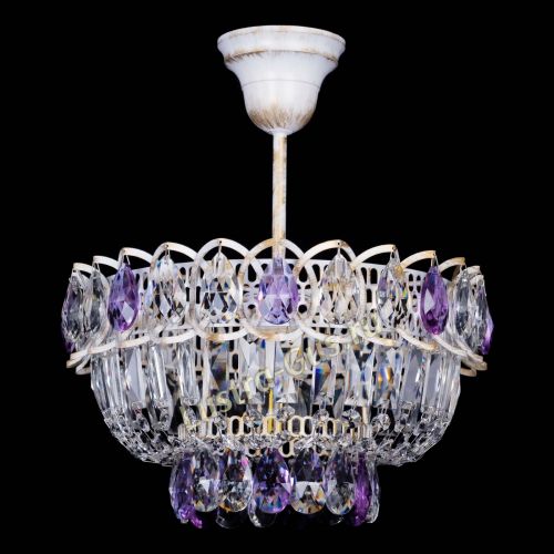 Люстра Астра Бутон №1 Фиолетовая - белая с подвесом в Симферополе Гусь Хрустальный