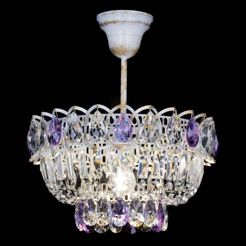 Люстра Астра Бутон №1 Фиолетовая - белая с подвесом в Симферополе Гусь Хрустальный