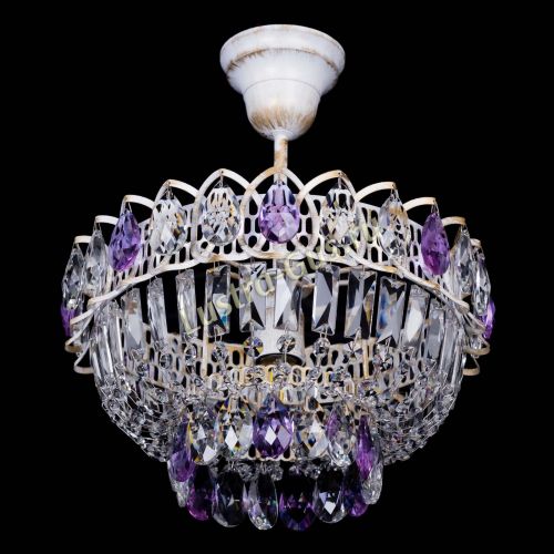 Люстра Астра Бутон №1 Фиолетовая - белая с подвесом в Симферополе Гусь Хрустальный