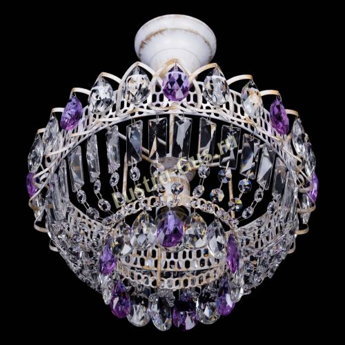 Люстра Астра Бутон №1 Фиолетовая - белая с подвесом в Симферополе Гусь Хрустальный