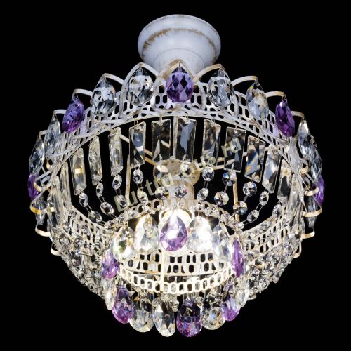 Люстра Астра Бутон №1 Фиолетовая - белая с подвесом в Симферополе Гусь Хрустальный