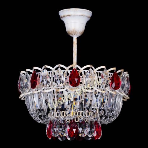Люстра Астра Бутон №1 Красная - белая с подвесом  в Симферополе Гусь Хрустальный