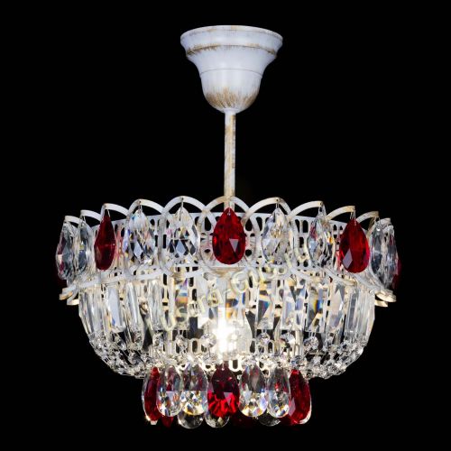 Люстра Астра Бутон №1 Красная - белая с подвесом  в Симферополе Гусь Хрустальный