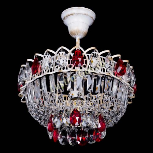 Люстра Астра Бутон №1 Красная - белая с подвесом  в Симферополе Гусь Хрустальный