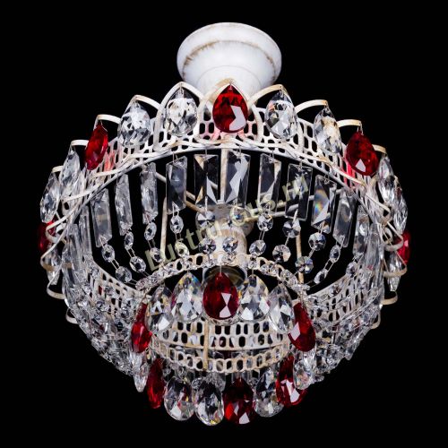 Люстра Астра Бутон №1 Красная - белая с подвесом  в Симферополе Гусь Хрустальный