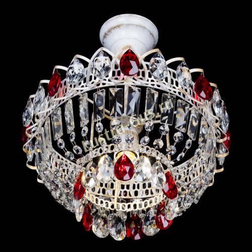 Люстра Астра Бутон №1 Красная - белая с подвесом  в Симферополе Гусь Хрустальный