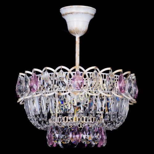 Люстра Астра Бутон №1 Розовая - белая с подвесом  в Симферополе Гусь Хрустальный