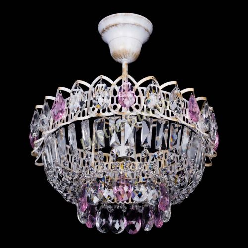 Люстра Астра Бутон №1 Розовая - белая с подвесом  в Симферополе Гусь Хрустальный