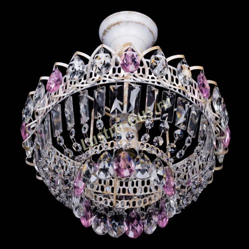 Люстра Астра Бутон №1 Розовая - белая с подвесом  в Симферополе Гусь Хрустальный