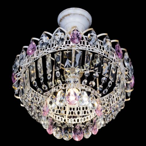 Люстра Астра Бутон №1 Розовая - белая с подвесом  в Симферополе Гусь Хрустальный