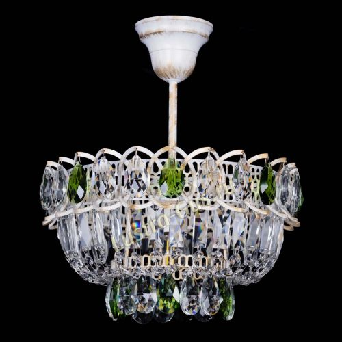 Люстра Астра Бутон №1 Зеленая - белая с подвесом  в Симферополе Гусь Хрустальный