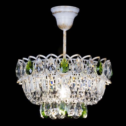 Люстра Астра Бутон №1 Зеленая - белая с подвесом  в Симферополе Гусь Хрустальный