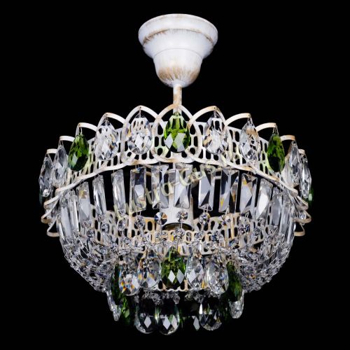 Люстра Астра Бутон №1 Зеленая - белая с подвесом  в Симферополе Гусь Хрустальный