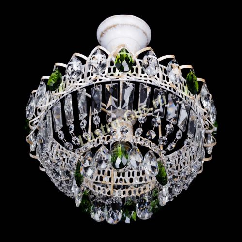Люстра Астра Бутон №1 Зеленая - белая с подвесом  в Симферополе Гусь Хрустальный