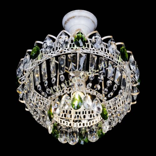 Люстра Астра Бутон №1 Зеленая - белая с подвесом  в Симферополе Гусь Хрустальный