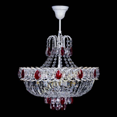 Люстра Астра Белая с подвесом красная в Симферополе Гусь Хрустальный