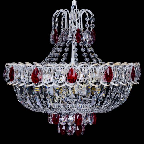 Люстра Астра Белая с подвесом красная в Симферополе Гусь Хрустальный