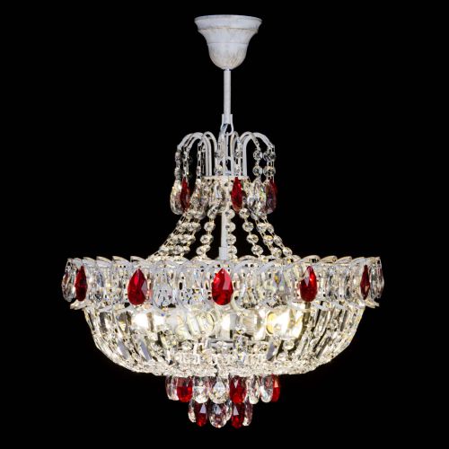 Люстра Астра Белая с подвесом красная в Симферополе Гусь Хрустальный