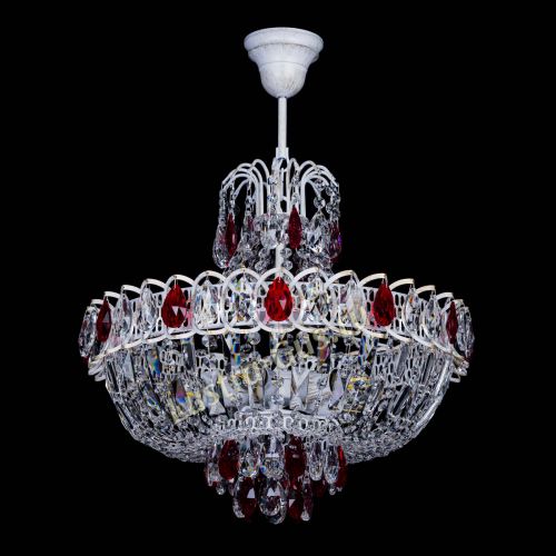 Люстра Астра Белая с подвесом красная в Симферополе Гусь Хрустальный
