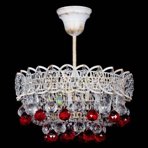 Люстра Астра шар №1 Красная белая в Симферополе Гусь Хрустальный