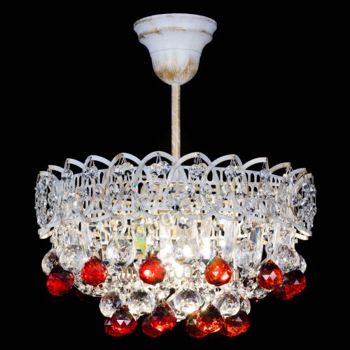 Люстра Астра шар №1 Красная белая в Симферополе Гусь Хрустальный