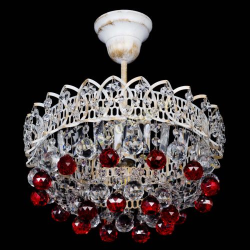 Люстра Астра шар №1 Красная белая в Симферополе Гусь Хрустальный